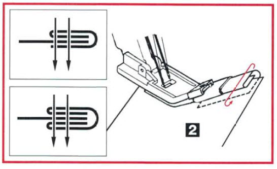 Guide pied pose biais, bordeur simple et double H3 tissu dans le pied.jpg