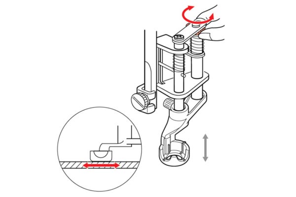 Mise en place du pied ruler réglable Bernette Academy 05