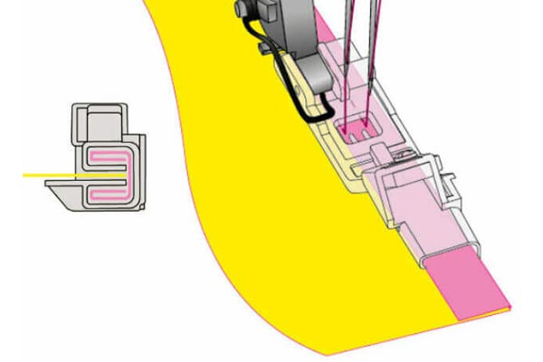 Utilisation de l'ourleur simple pour biais non préplié Bernette