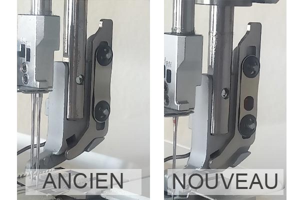 Comparaison entre ancien et nouveau support de pied pour surjeteuse Bernina L8