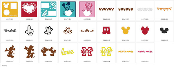 Collection 1 Motifs Motifs Mickey Mouse et Minnie Mouse (c) Brother ScanNCut