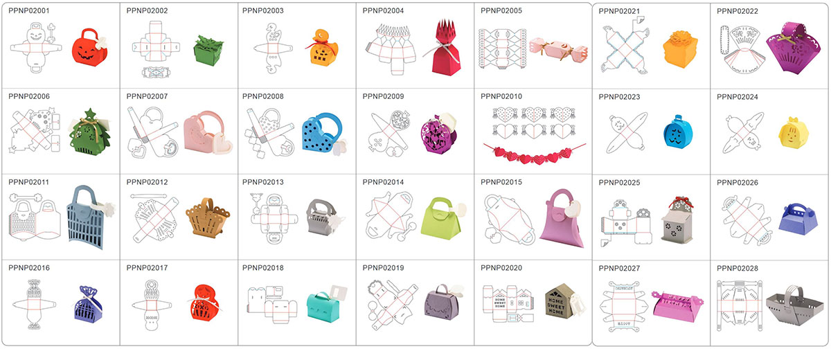 Motifs de la collection de boîtes 3D PigPong ScanNCut