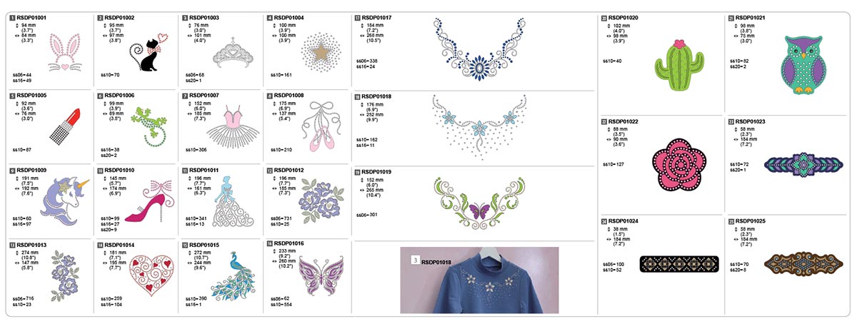 Collection de motifs (25) pour strass - CARSDP01