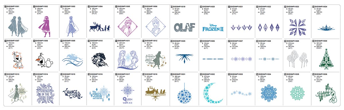 Collection de motifs (36) La Reine des Neiges II pour lame auto-ajustable pour vinyl - CADSNP11
