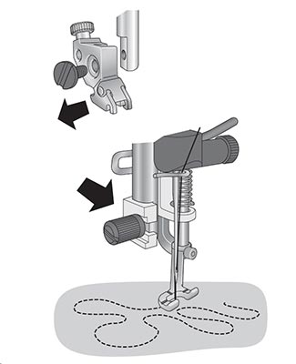 Instructions de montage du pied pour piqué libre ouvert Pfaff