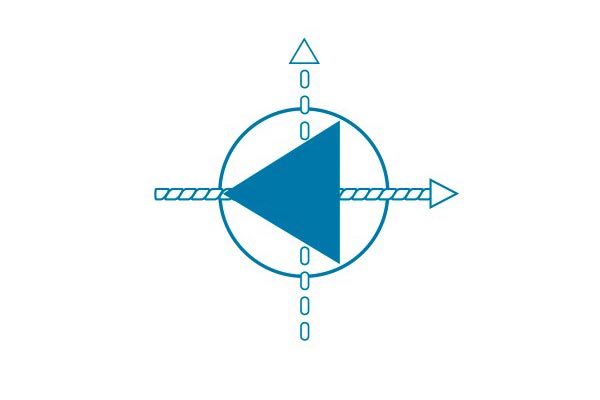 Symbole de l'aiguille à pointe triangulaire D ou TRI Schmetz