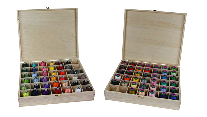Boîte en pin de 42 cases rangement pour fils
