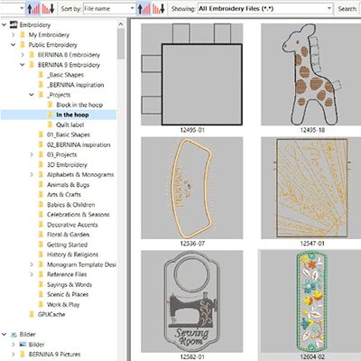 Gérez vos motifs dans la bibliothèque - Logiciel de broderie DesignerPlus 9 Bernina