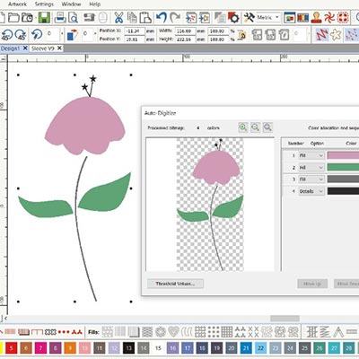 Digitalisation automatique et manuelle - Logiciel de broderie DesignerPlus 9 Bernina