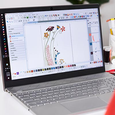 Interface claire et docntionnalités améliorées - Logiciel de broderie DesignerPlus 9 Bernina