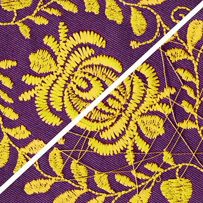 Coupe fil entre les zones de broderie avec la Bernina 500
