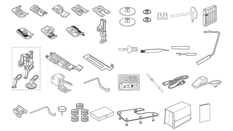 Accessoires de la machine à coudre Elna eXcellence 680 Plus