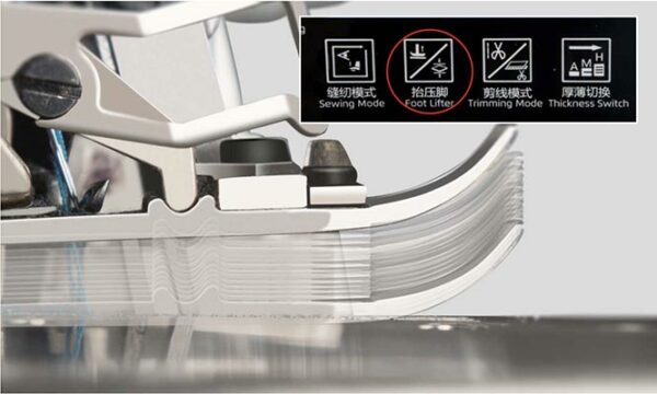 Relevage numérique du pied presseur - Surjeteuse industrielle Jack C6