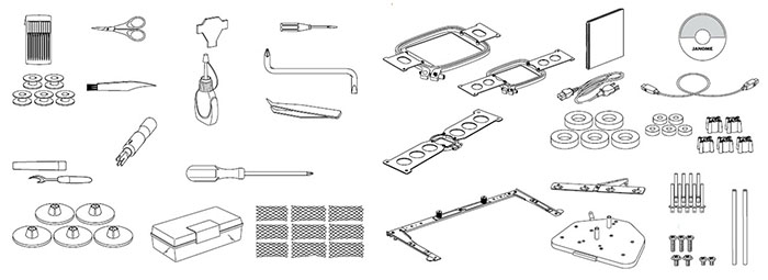 Accessoires de la machine à broder Janome MB7