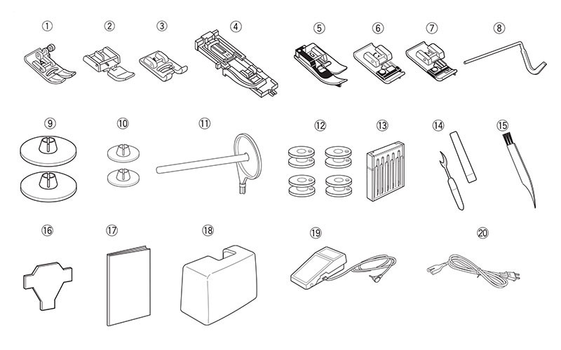 Accessoires de la machine à coudre Janome Sewist 740DC