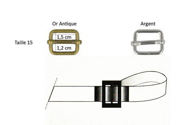 Boucles de réglage argent 15mm
