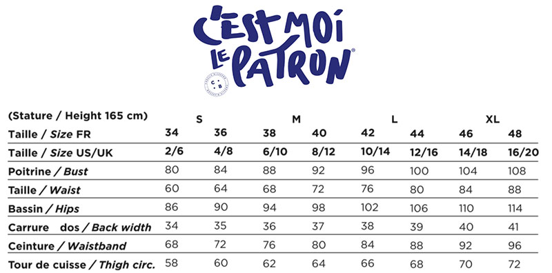 Guide des tailles - C'est moi le patron - Coralie Bijasson
