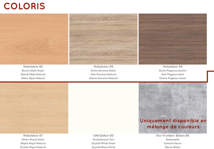 Coloris des meubles pour machines à coudre RMF