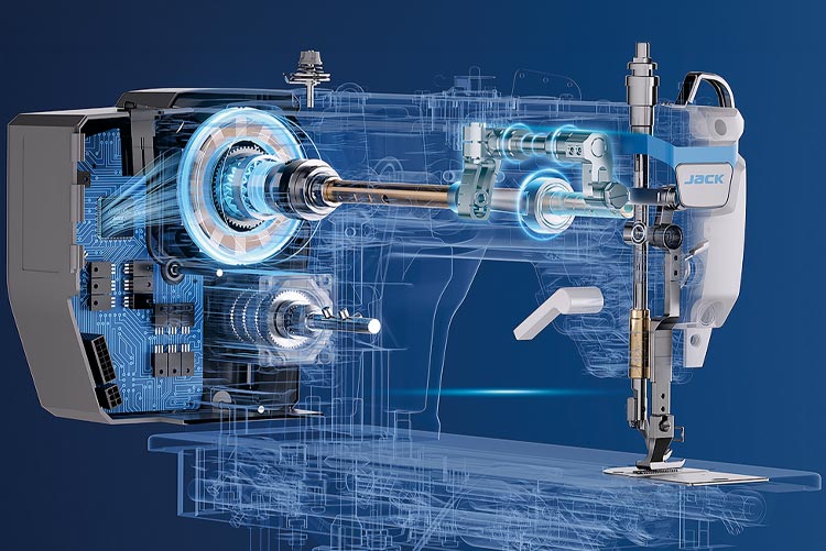 Course alternée des pieds presseurs sur la machine à coudre double entraînement Jack H7