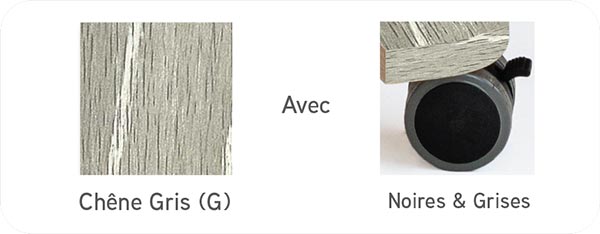 Coloris Chêne Gris - Meuble de couture à roulettes Tailormade