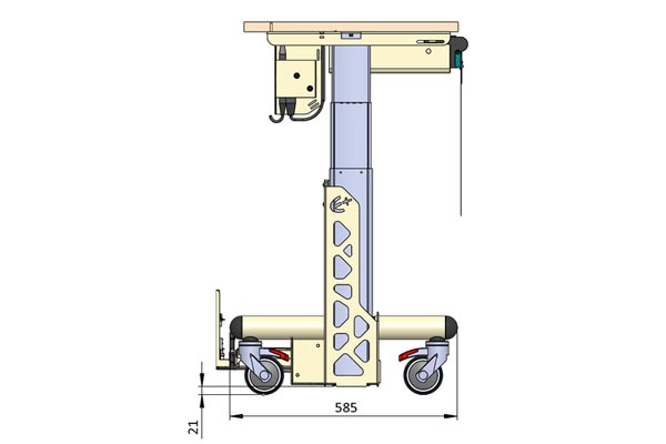 Dimensions du bâti ergonomique pour machine à coudre industrielle - vue de profil