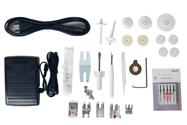 Vue d'ensemble des accessoires de la machine Pfaff Creative Expect 350