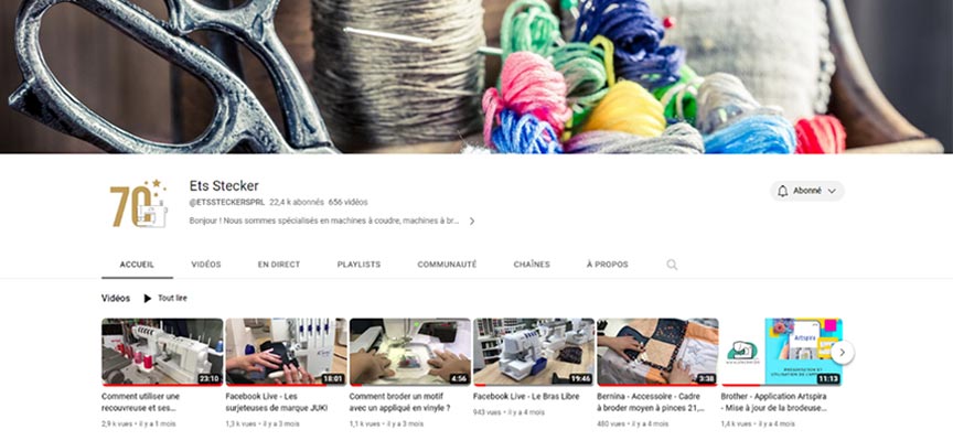 Page Youtube Stecker - Couture et Broderie