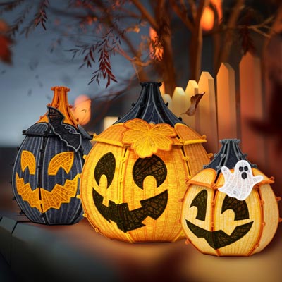 8. Lanternes citrouilles brodées pour Halloween