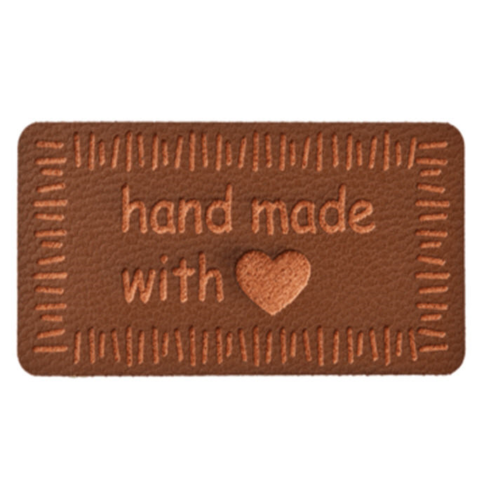 Application thermocollante "Hand Made with Love" brun foncé