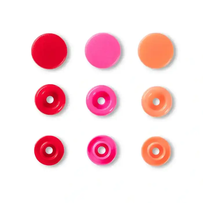 Boutons pression Prym 12,4mm rouge,rose,pêche