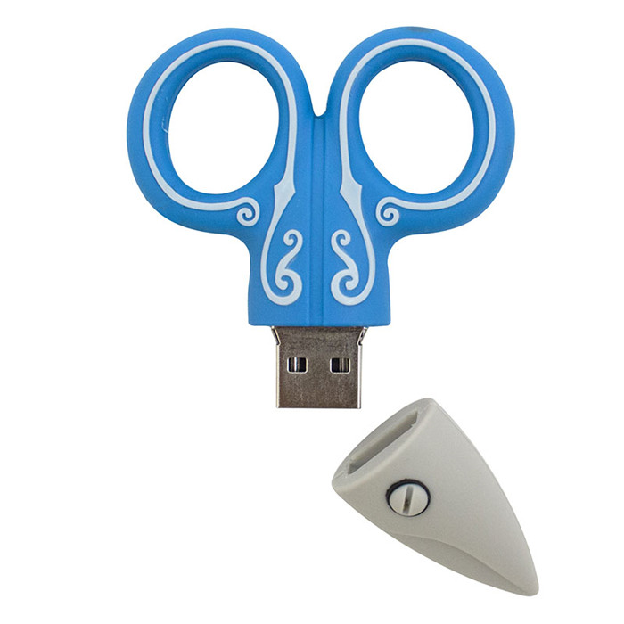 Clé USB 1Go ciseaux bleus