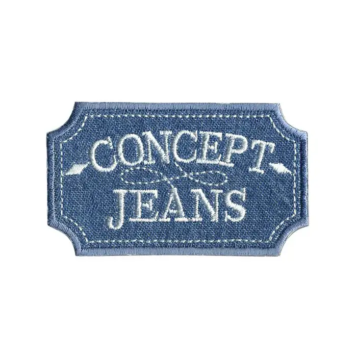 Écusson brodé thermocollant Concept jeans bleu