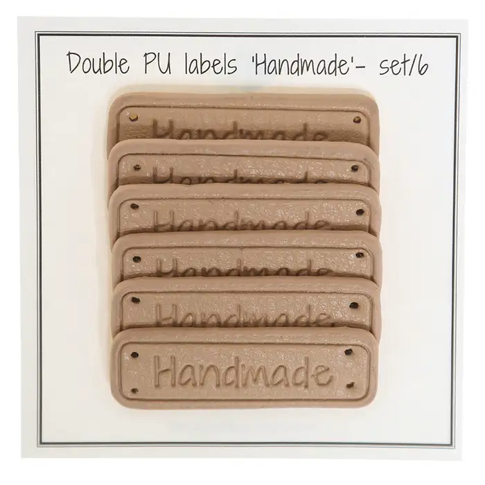 Étiquettes à coudre Handmade en simili cuir camel