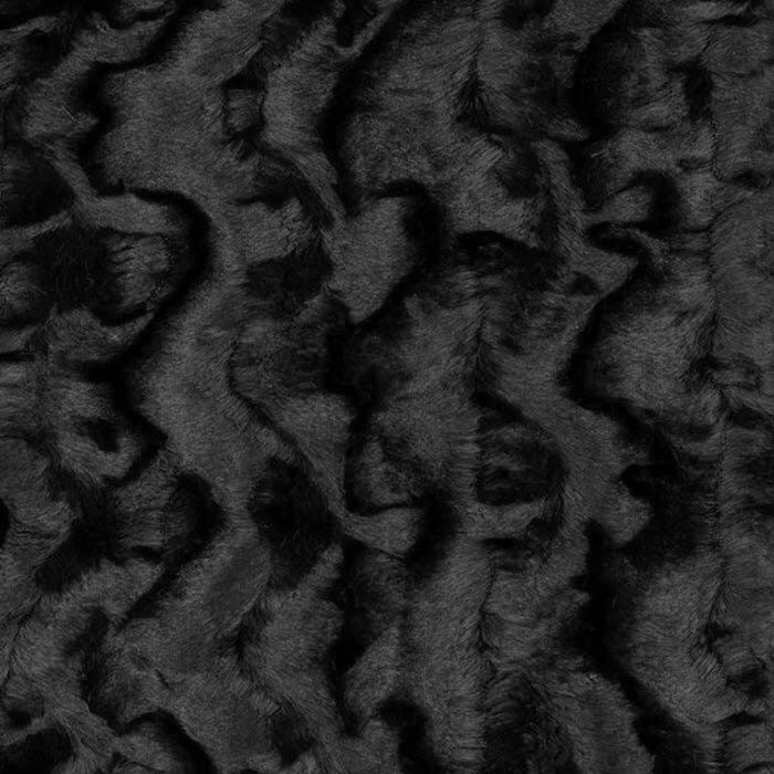 Fourrure vagues noire 100% polyester par 50cm