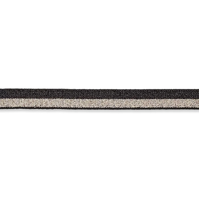 Ruban élastique ligné doré/noir 15mm