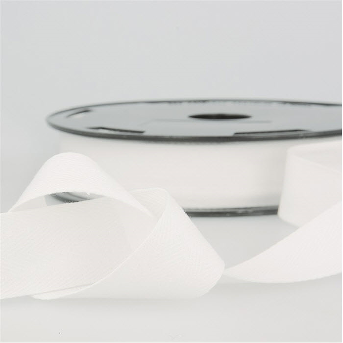 Sergé polyester 10 mm blanc au mètre