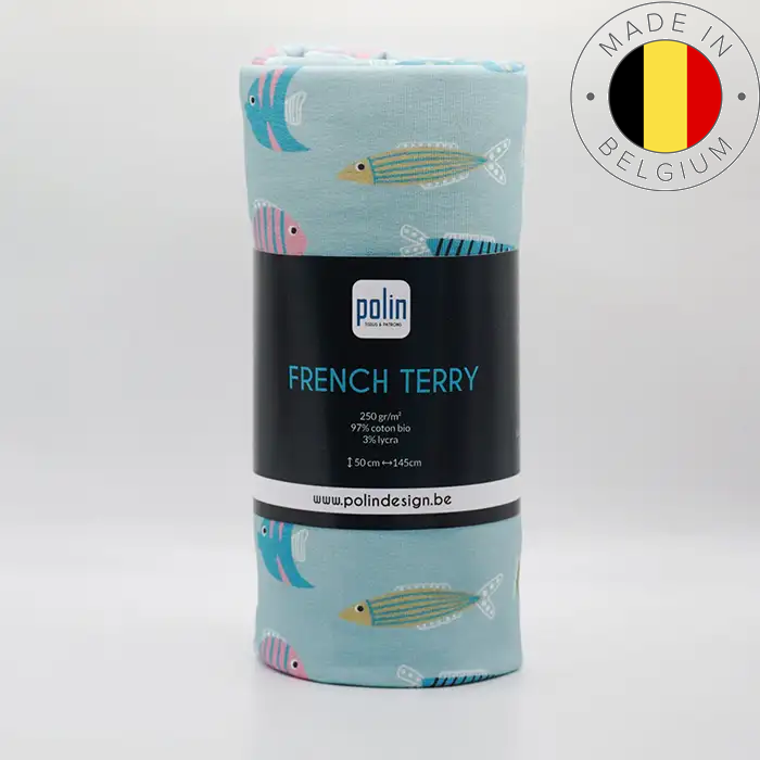 Tissu Sweat French Terry Poisson 50x145cm