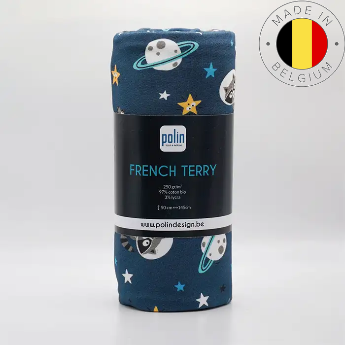 Tissu Sweat French Terry Raton Bleu 50x145cm