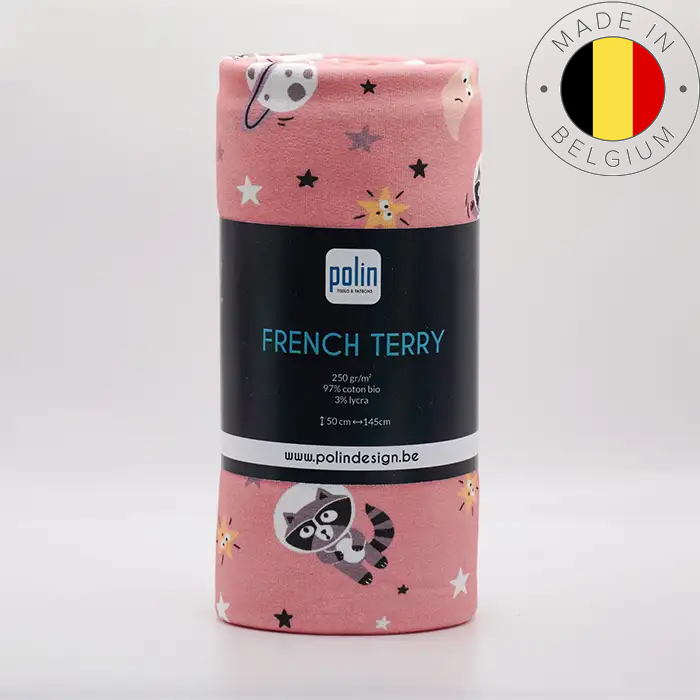 Tissu Sweat French Terry Raton Rose 50x145cm