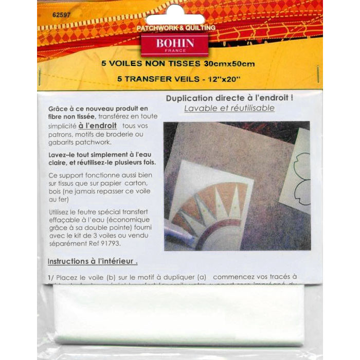 5 voiles non tissés transfert 30x50cm 5 voiles non tissés transfert 30x50cm