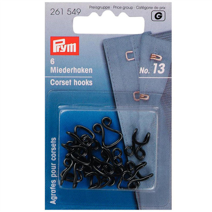 Agrafes pour corsets noires 13mm (6) Prym Agrafes pour corsets noires 13mm (6) Prym