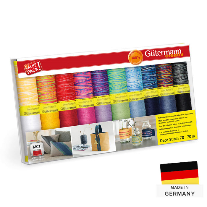 Assortiment 20 fils Deco Stitch 70 Gutermann Assortiment 20 fils Deco Stitch 70 Gutermann