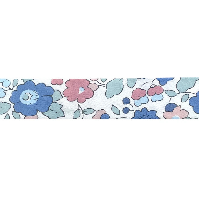 Biais 20mm Liberty Tana Lawn Betsy Bleu /m Biais 20mm Liberty Tana Lawn Betsy Bleu /m