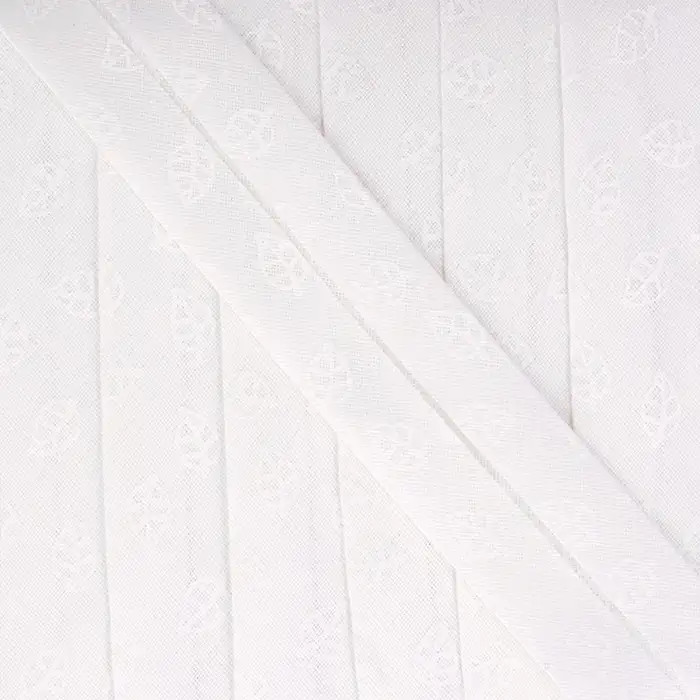 Biais blanc feuilles 20mm au mètre Biais blanc feuilles 20mm au mètre