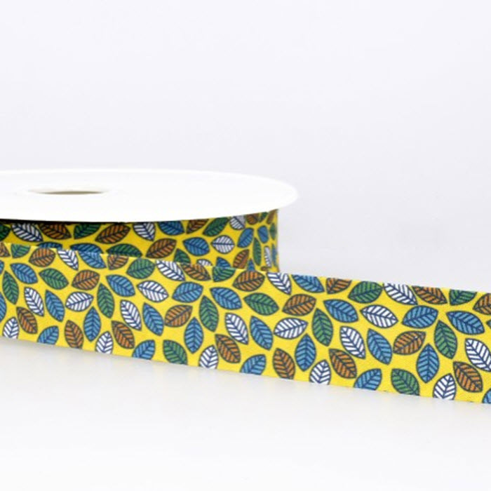 Biais imprimé feuilles 27mm au mètre Biais imprimé feuilles 27mm au mètre