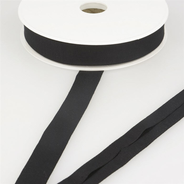 Biais jersey extensible noir 20mm au mètre Biais jersey extensible noir 20mm au mètre