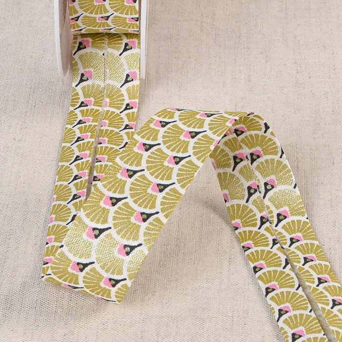 Biais replié "éventails" 27mm au mètre Biais replié "éventails" 27mm au mètre