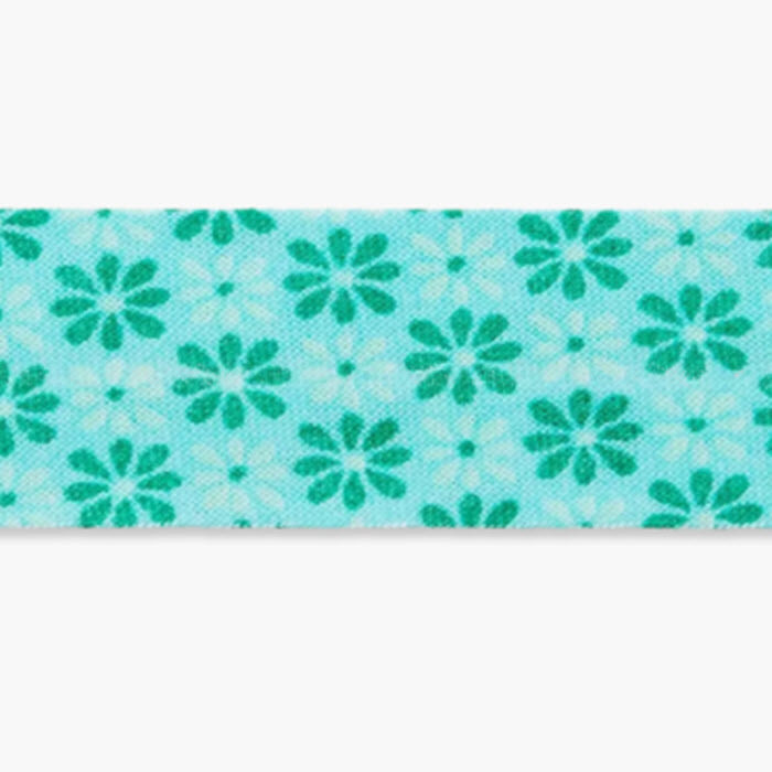 Biais replié fleurs 20mm au mètre Biais replié fleurs 20mm au mètre