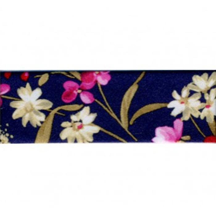 Biais replié fleurs 25mm au mètre Biais replié fleurs 25mm au mètre