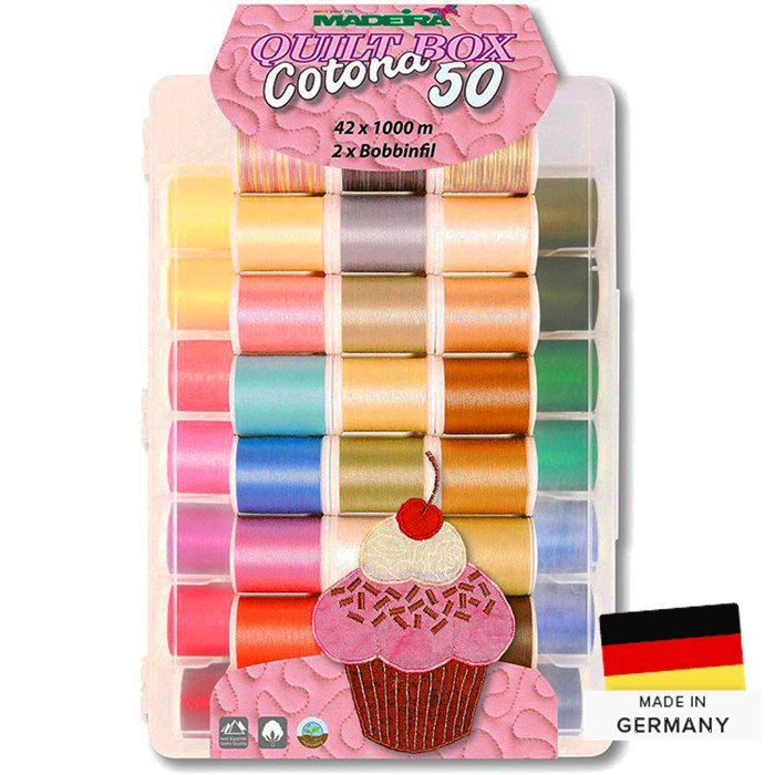 Boîte de 42 bobines Madeira COTONA N°50 1000m Boîte de 42 bobines Madeira COTONA N°50 1000m